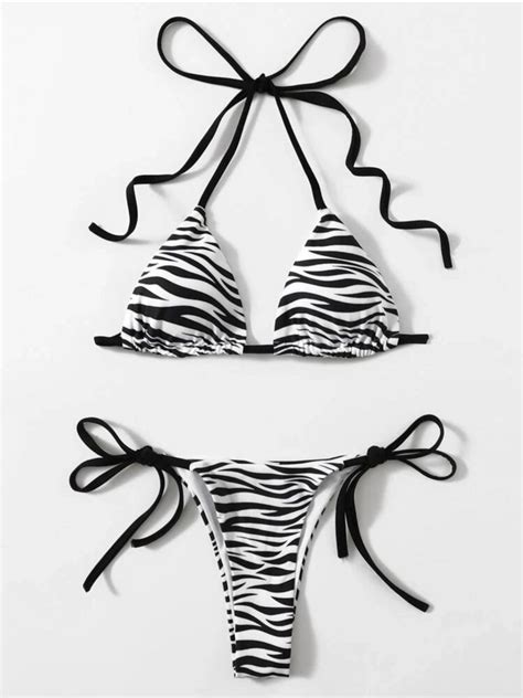 Zebra Print Triangle Bikini Women S Fashion Swimwear Bikinis