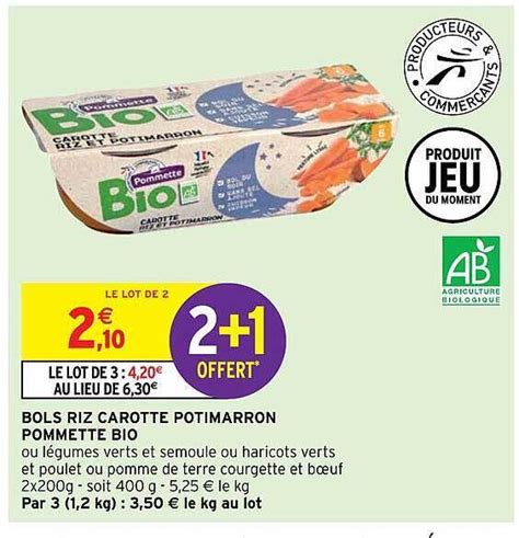 Promo Bols Riz Carotte Potimarron Pommette Bio Chez Intermarch Hyper