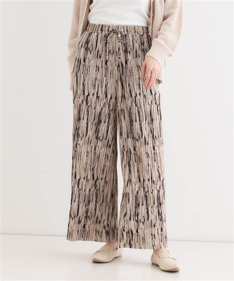 シューラルー SHOOLARUE Cutie Blonde のS LL柄プリーツ イージーワイドパンツ5