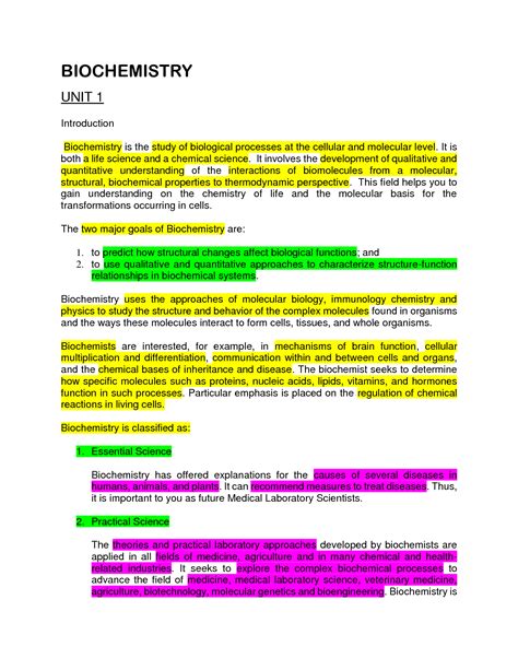 SOLUTION Biochemistry Notes Studypool