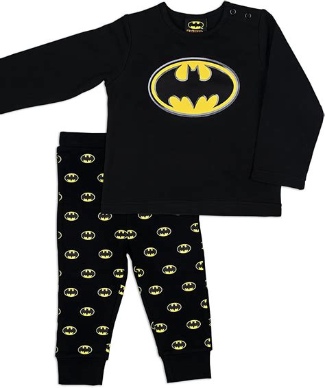 Batman Jungen Pyjamas Bm137 Zweiteiliger Schlafanzug Schwarz Schwarz