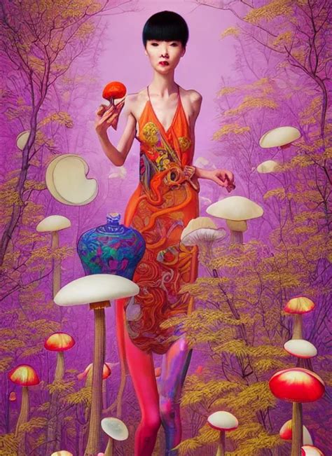 Pretty Chinese Model With Hallucination Mushroom Stable Diffusion 55380