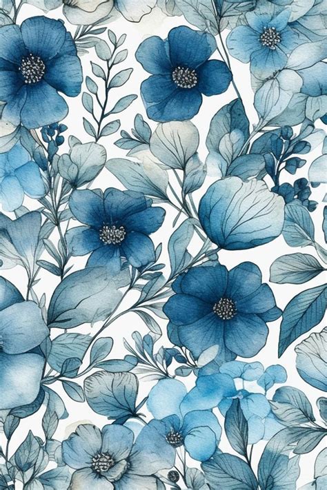 Голубые цветы | Иллюстрации цветок, Синие узоры, Цветы