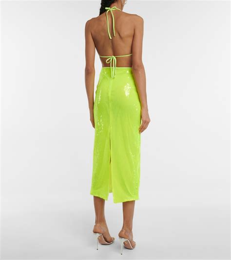 David Koma Sequined Triangle Bikini Top David Koma