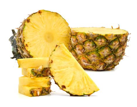 Half And Slice Pineapple On White Background Stock Photo - Download