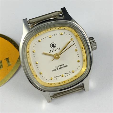 26mm SHANGHAI JINJI Manual Mechanical Lady Watch 17 Jews Golden Square ...