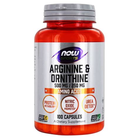 Comprar NOW Sports Arginina E Ornitina 500 250 Cápsulas 100 NOW Foods