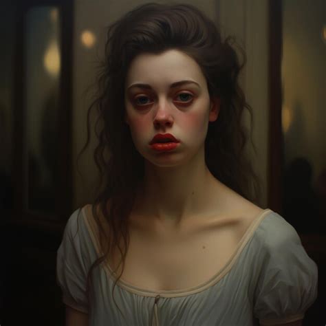 Premium Ai Image A Woman With A Red Nose And A White Dress With A Red