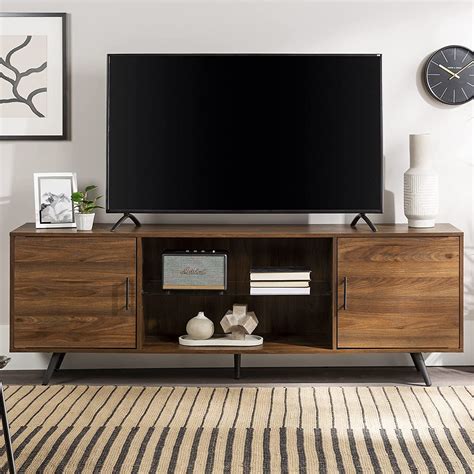 Living Room 2 Door Glass Shelf TV Stand for Tvs up to 80 Inches, 70