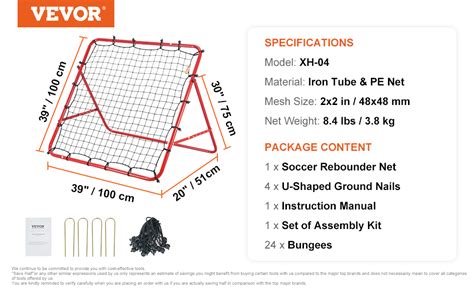 Vevor Soccer Rebounder Rebound Net Kick Back 39x39 Portable