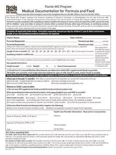 Florida Wic Program Medical Documentation For Formula Florida Wic