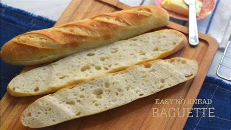 How To Make French Baguettes At Home Easy No Knead French Bread Recipe Youtube