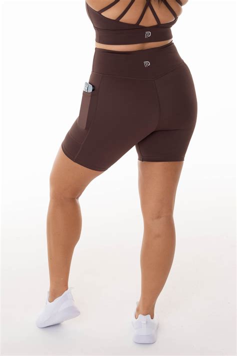 High Rise Coffee Pocket Bike Shorts | fitphyt
