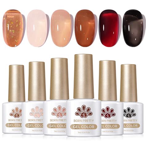 Born Pretty Jelly Gel Nail Polish Set Sheer Milky Jelly Nude Brown Burgundy Black Gel Polish