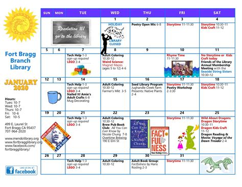 January 2020 Calendar of Events - Fort Bragg Library