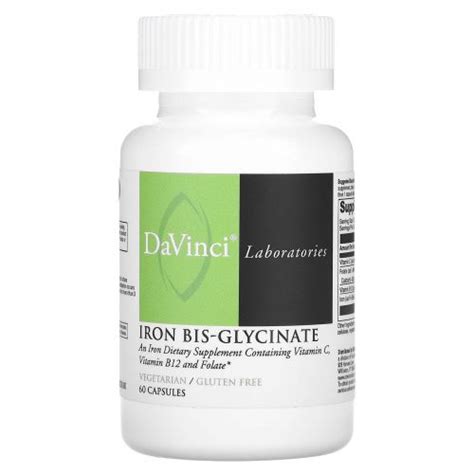 DaVinci Laboratories of Vermont, Бис-глицинат железа, 60 капсул ...