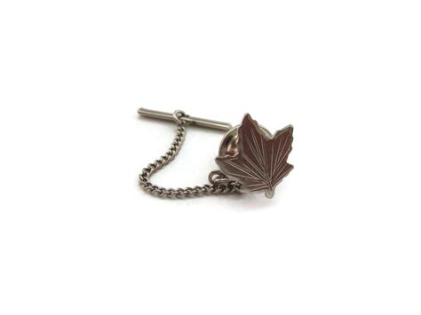 Vintage Mens Tie Tack Pin Jewelry Sterling Silver Leaf