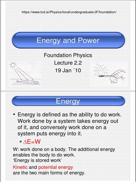 Energy and Power: Foundation Physics 19 Jan 10 | PDF | Potential Energy ...