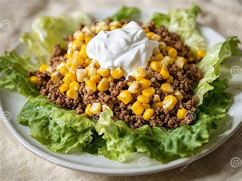 Delicious Ground Beef And Corn Salad Recipe With High Quality Image Stock