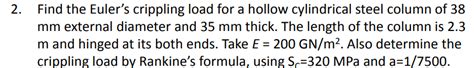 Solved 2 Find The Euler S Crippling Load For A Hollow Chegg