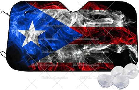 Puerto Rico Puerto Rican Flag Windshield Sunshade Front Window Block Max Uv Rays Sun Visor