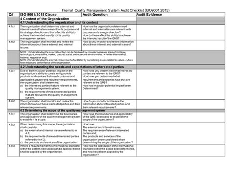 ISO 9001 Internal Audit Checklist