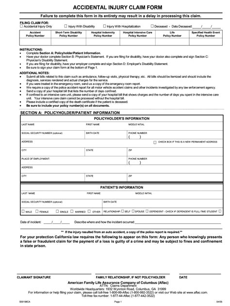 Aflac Insurance Claim S 2005 2025 Form Fill Out And Sign Printable