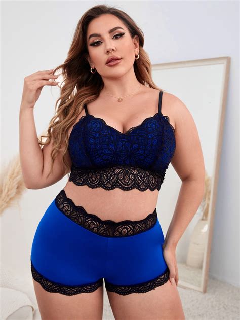 Plus Contrast Lace Lingerie Set Artofit