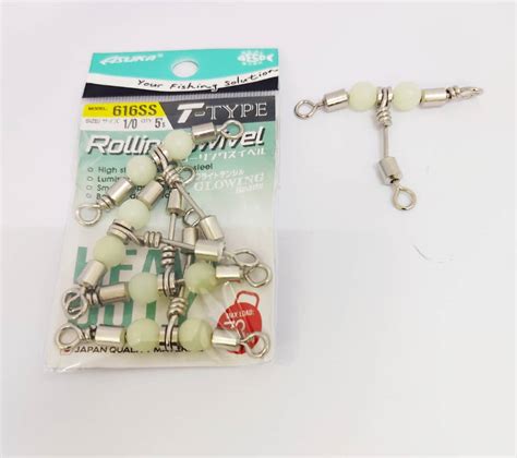 ASUKA STAINLESS STEEL T TYPE CROSSLINE ROLLING SWIVEL W LUMINOUS BEAD