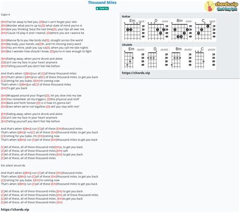 Hợp âm: Thousand Miles - cảm âm, tab guitar, ukulele - lời bài hát ...