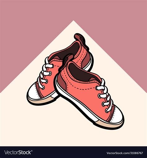 Sneakers Living Coral Nude Pink Shoes Pair Vector Image