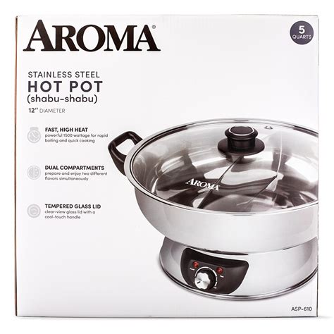 Get Aroma Stainless Steel Dual Sided Electric Hot Pot Qt Asp Delivered Weee Asian Market