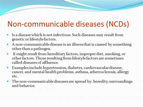 Examples Of Non Communicable Diseases Ppt Coremymages