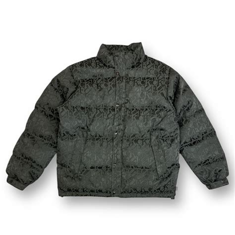 国内正規 Supreme AW Fuck Jacquard Puffy Jacket ファック ジャガード パフィー ジャケット 総柄 ダウン アウター ブルゾン シュプリーム ブラック