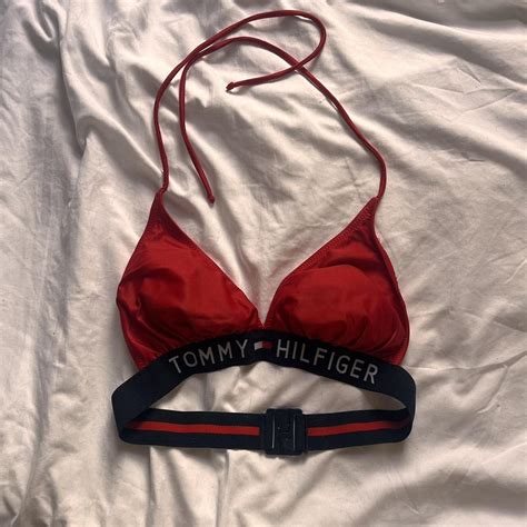 Tommy Hilfiger Red Bikini Top With Adjustable Straps Depop
