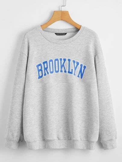 Shein Drop Shoulder Letter Graphic Pullover Sweatshirts Letter Print