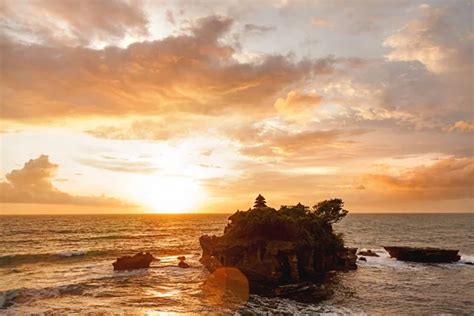 Sunset At Tanah Lot Temple Bali Island Indonesia Stock Image