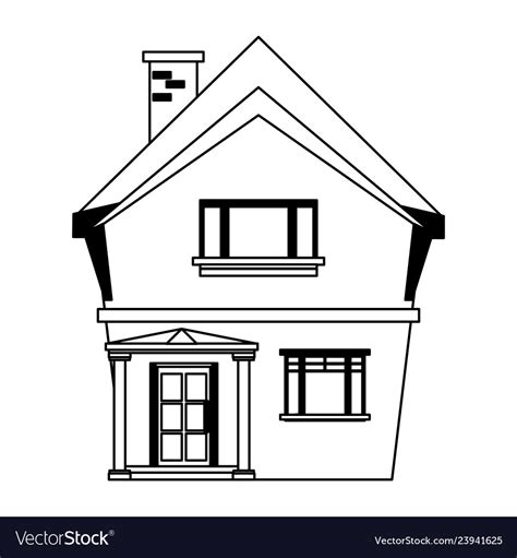 House real estate cartoon isolated black and white