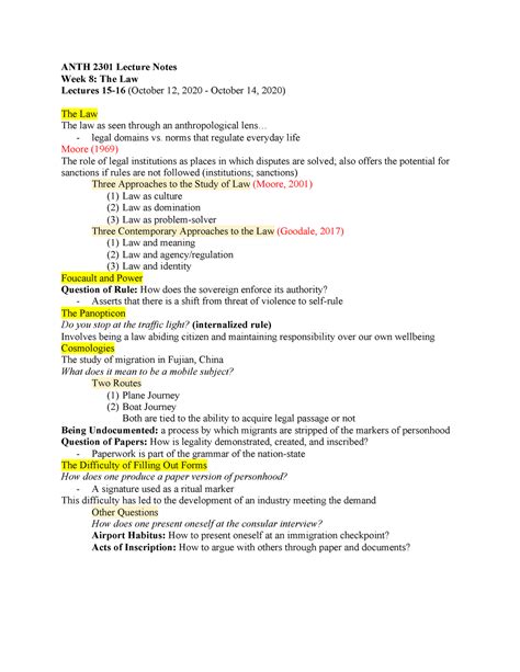 Anth 2301 Week 8 Lecture Notes Anth 2301 Lecture Notes Week 8 The