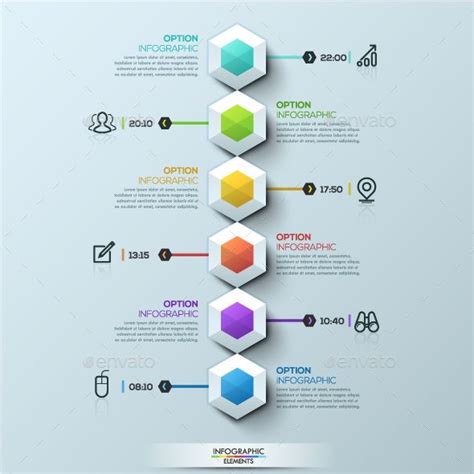 Six Multicolored Hexagons Timeline Infographic Infographic Design