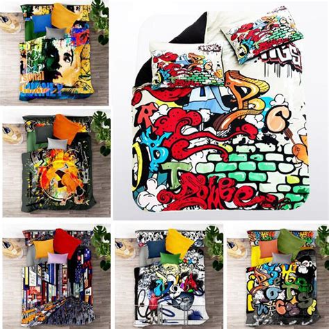 3D Hip Hop Graffiti Bettwäsche Set Kinder Zimmer Dekoration Bettbezüge