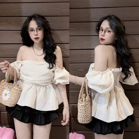 Áo trễ vai tay bồng mặc với gì đẹp 10 mẫu áo trễ vai tay bồng hot hit