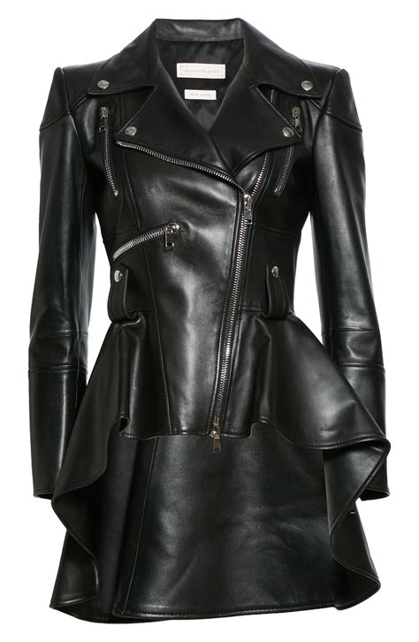 Alexander Mcqueen Peplum Leather Moto Jacket Nordstrom Vestidos