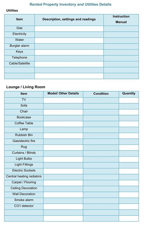 20 Free Furnished Rental Inventory Checklist Templates Printable PDF