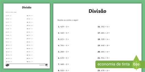 Atividade Matem Tica Ano Divis O Dois Algarismos No Divisor