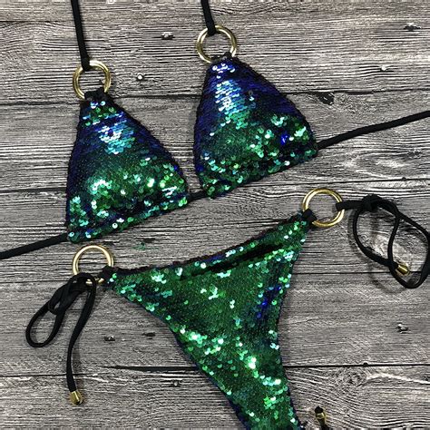 Solid Bikini Sexy Swimsuit Halter Swimwear Bathing Suit Women Bling Sequin Bikini Set Beach Wear
