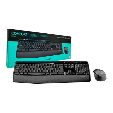 Teclado E Mouse Wireless - Kit Teclado e Mouse Logitech MK345 Wireless ABNT2 Preto com Apoio de ...
