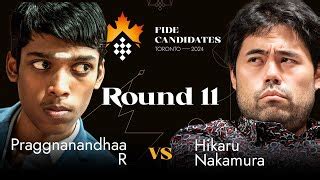 Praggnanandhaa R Vs Hikaru Nakamura Fide Candidates 2024 Rd 11