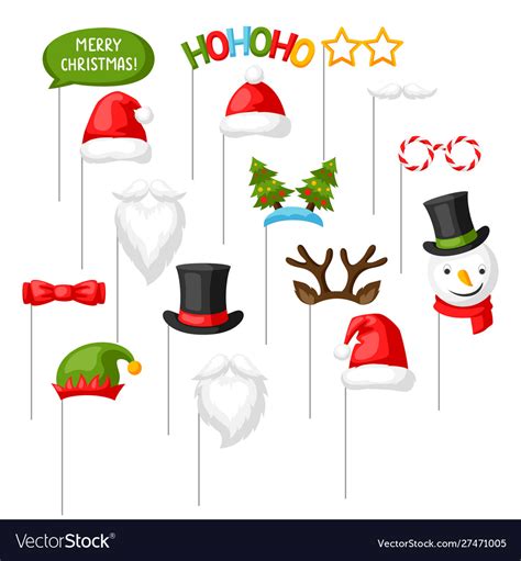 Merry Christmas Photo Booth Props Royalty Free Vector Image