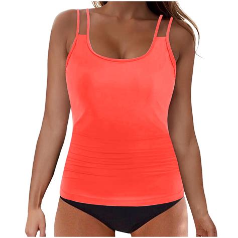 Admvng Swim Suits For Women 2025 Fashion Sleeveless Solid Bikini Swimsuit Push Up Padded